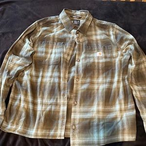 Women’s Carhartt flannel XL green/light blue plaid.  Worn once.
